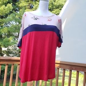 🌟 3 for $15 Deal! 🌟Sun N Moon red blue white blouse 3X